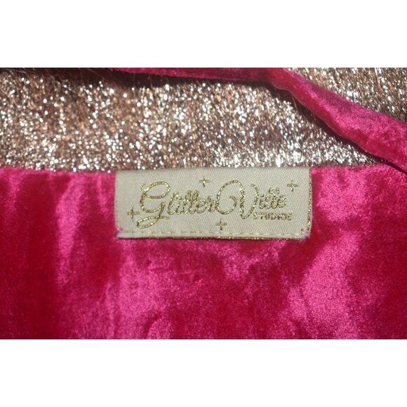 Glitterville  Christmas Tree Skirt Studios Pleated Velvet Gold Fringe - Picture 5 of 8